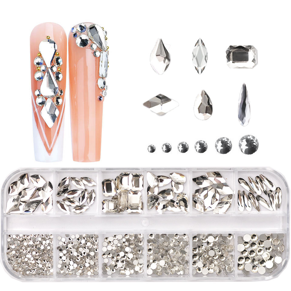 Tech Accessories Box - 12 Grids Clear Mixed Sizes Nail