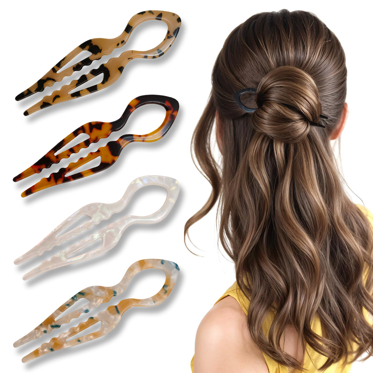 U-Shaped Hair Sticks Tortoises - огляд і ціна Tech Hair Accessories